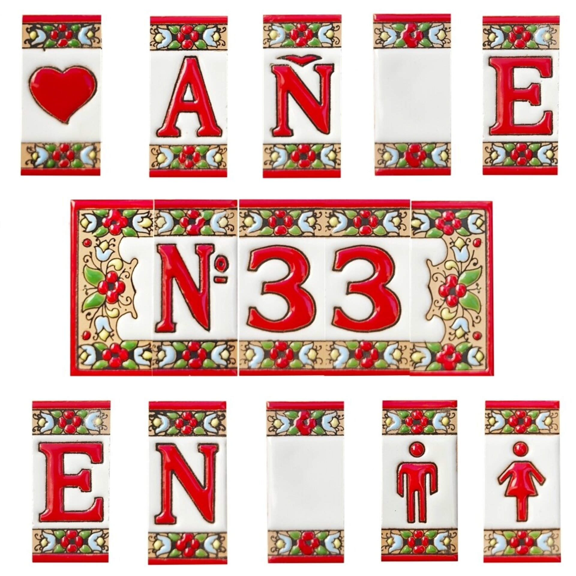 Letras y Números modelo "JARDIN-Rojo" - 7,5cm. (3") - 1