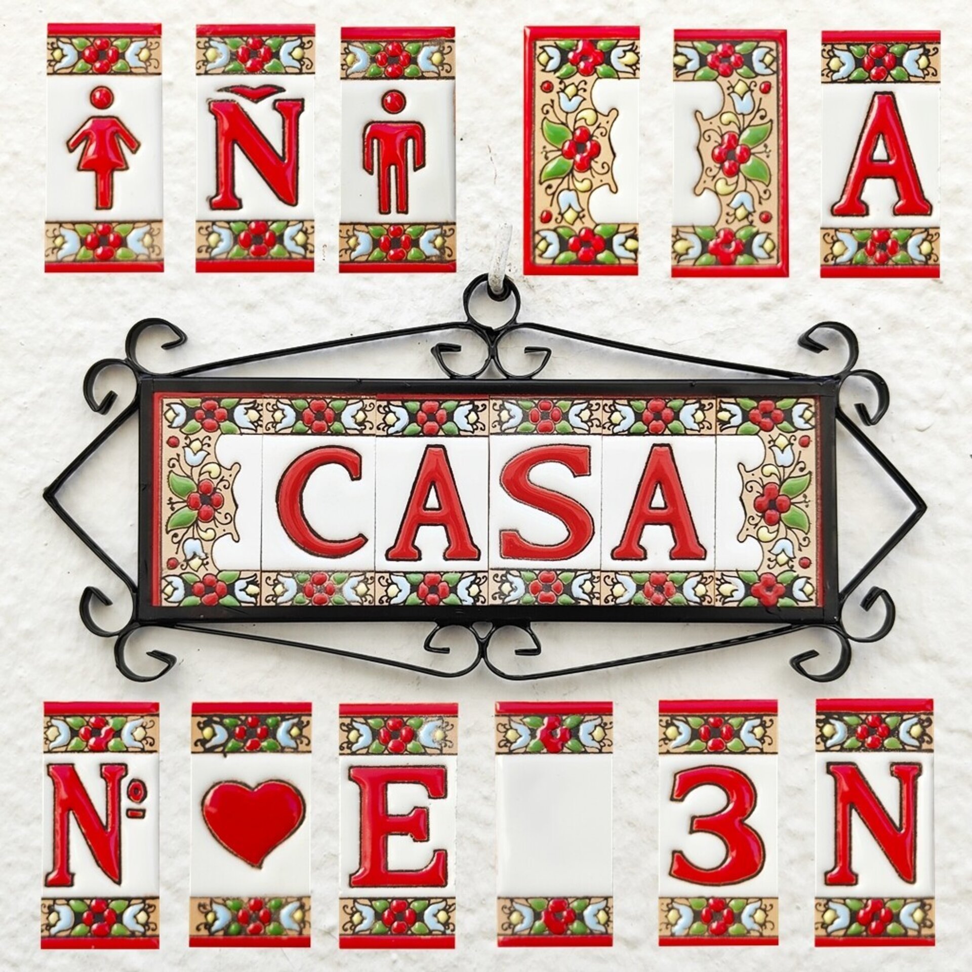 Letras y Números modelo "JARDIN-Rojo" - 7,5cm. (3") - 3