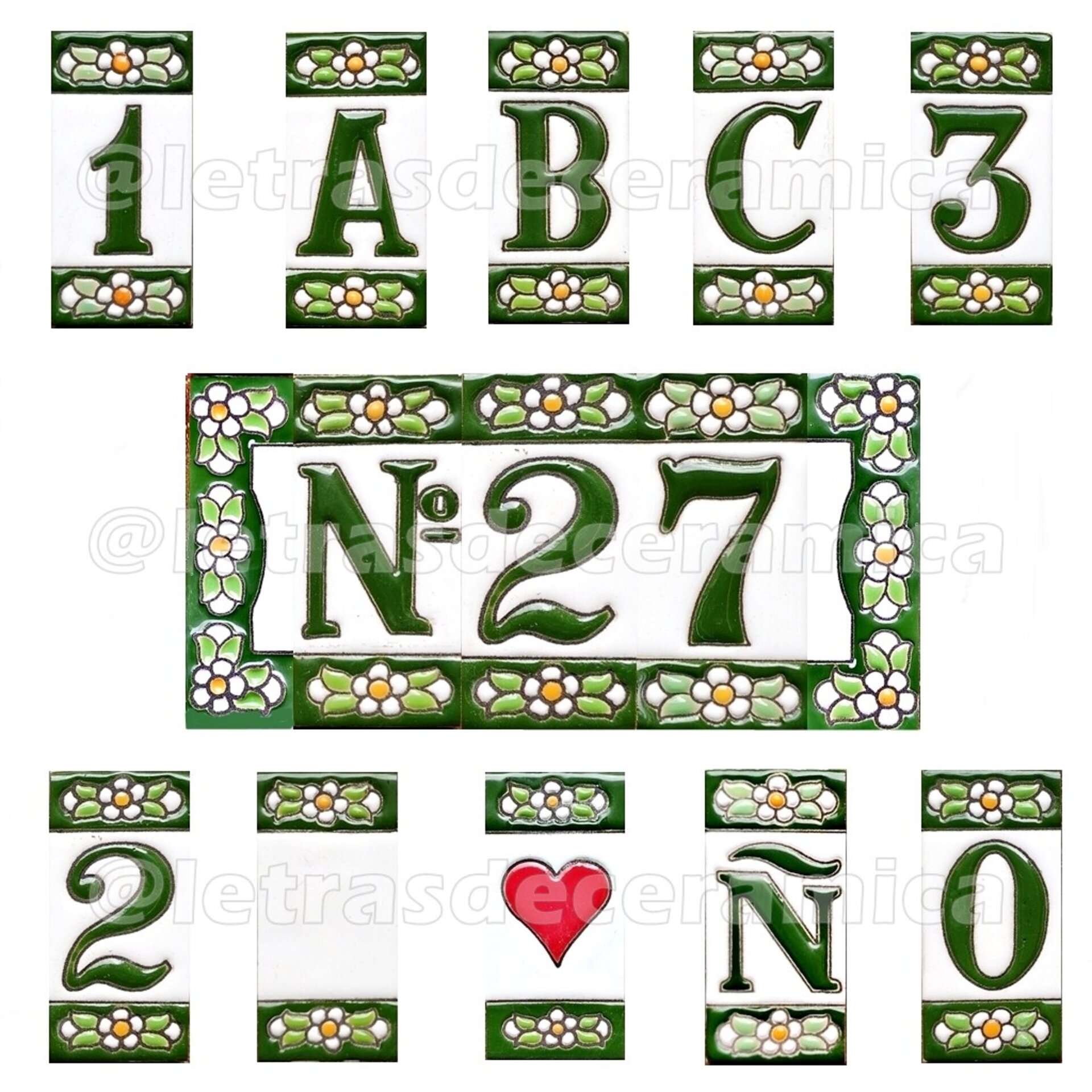 Letras y Números modelo "VERDES" - 7,5cm. (3") - 1