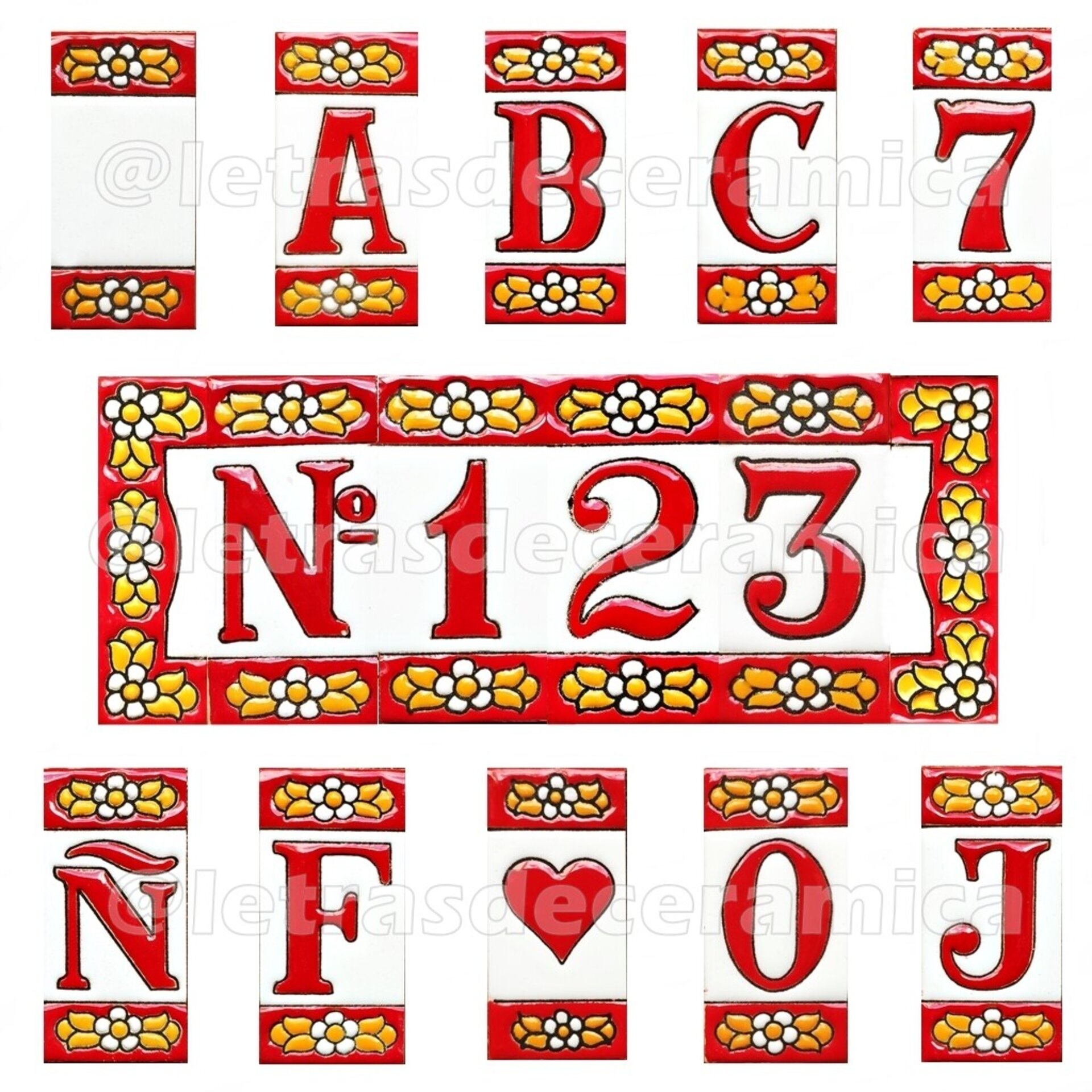 Letras y Números modelo "ROJAS" - 7,5cm. (3") - 8