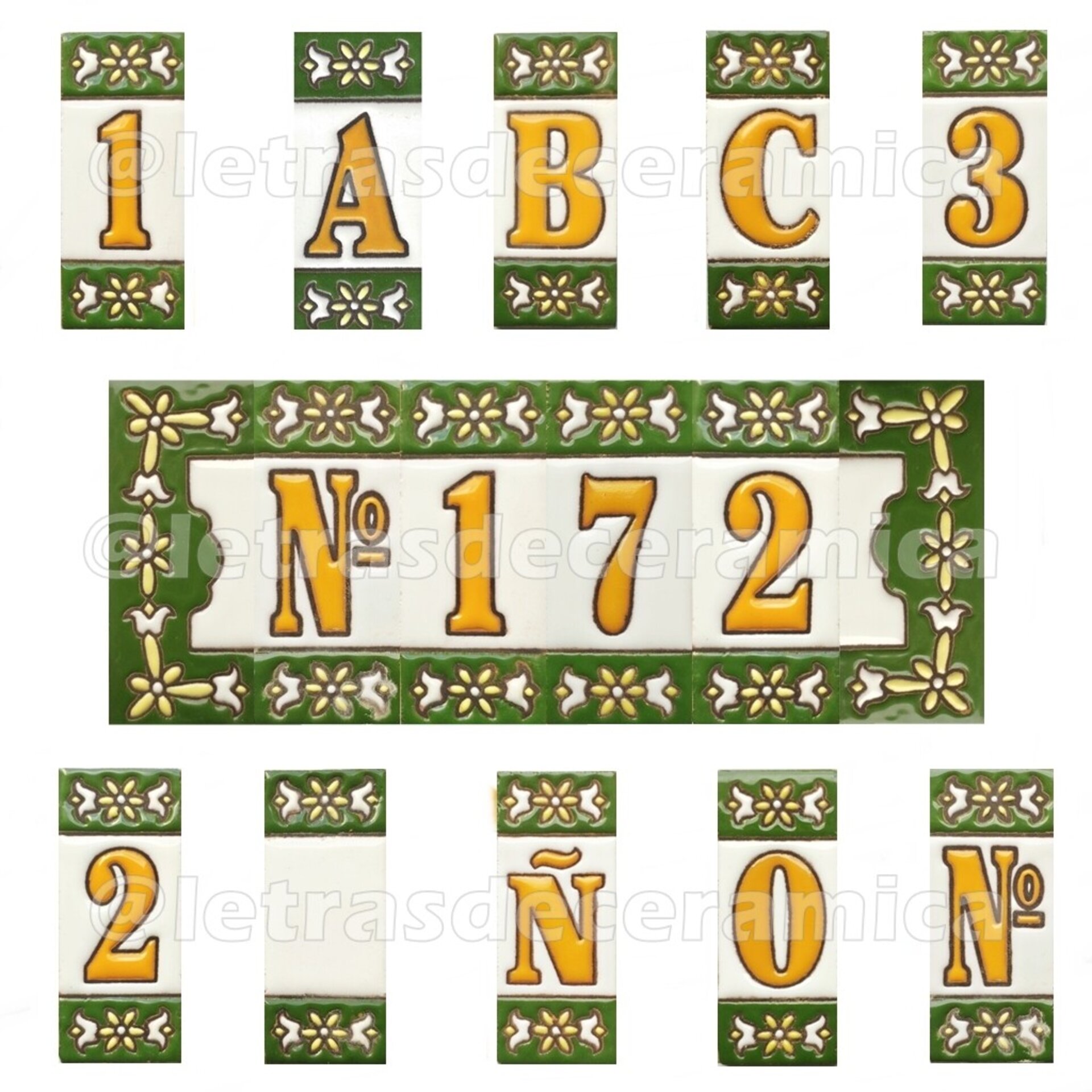 Letras y Números modelo "VERDES2" - 7,3cm. (3") - 1