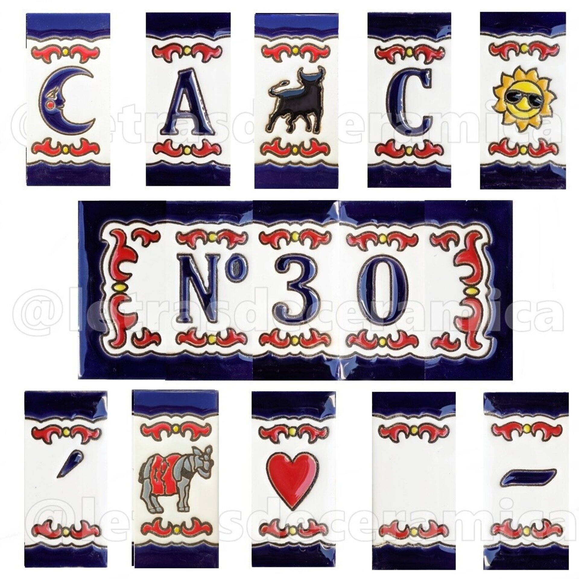 Letras y Números modelo "RenacRoj" - 7,5cm. (3") - 1