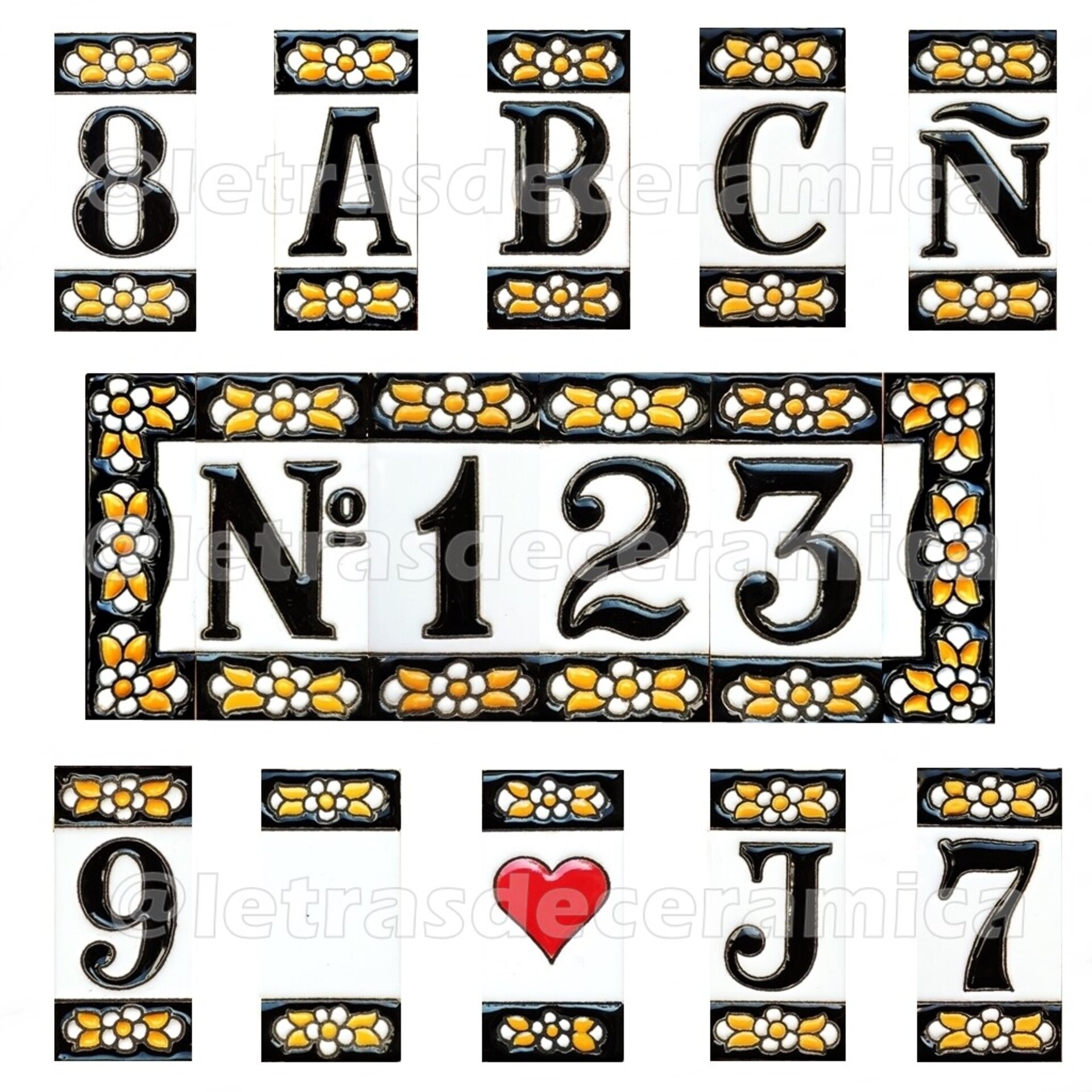 Letras y Números modelo "NEGRAS" - 7,5cm. (3") - 1