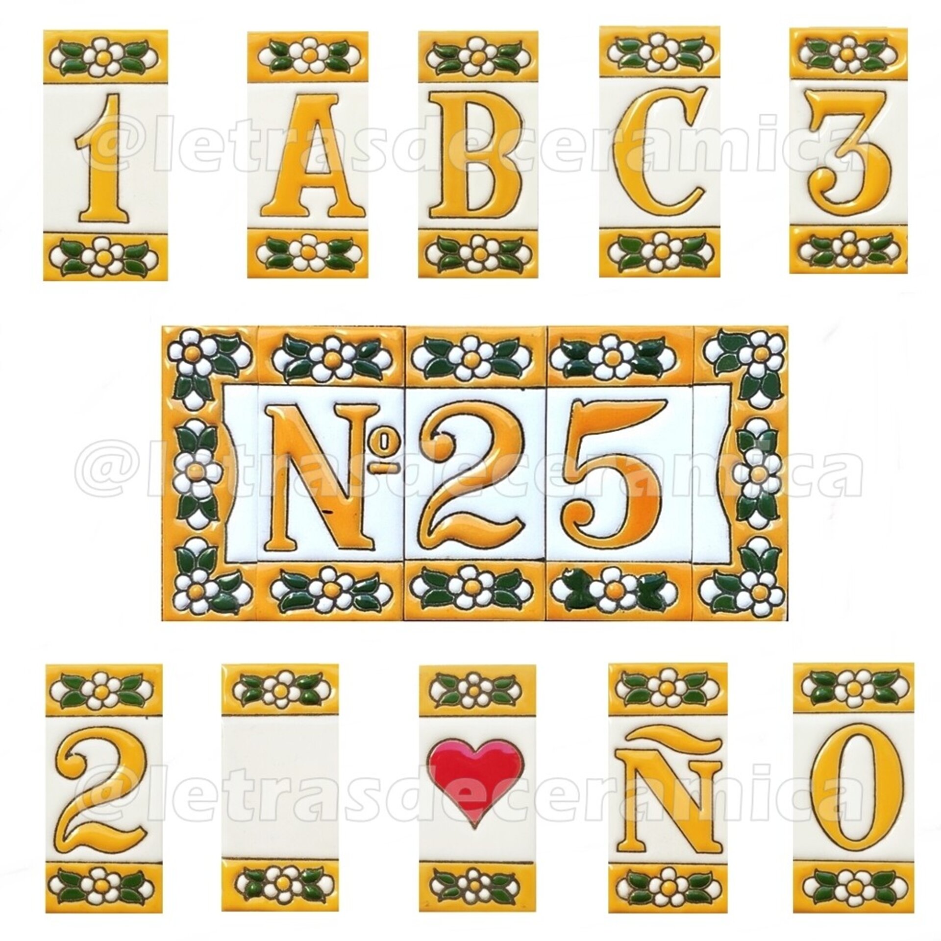 Letras y Números modelo "AMARILLAS" - 7,5cm. (3") - 1