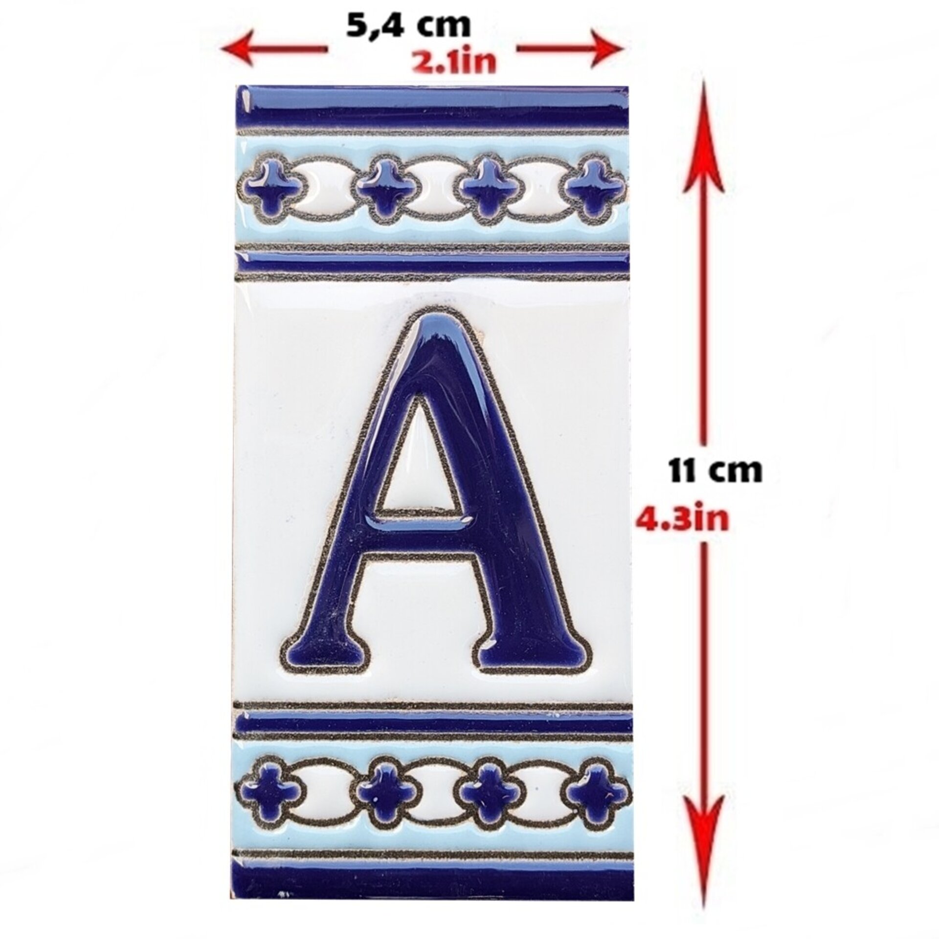 Letras y Números modelo "AZUL-BLANCO" - 11cm. (2.1") - 2