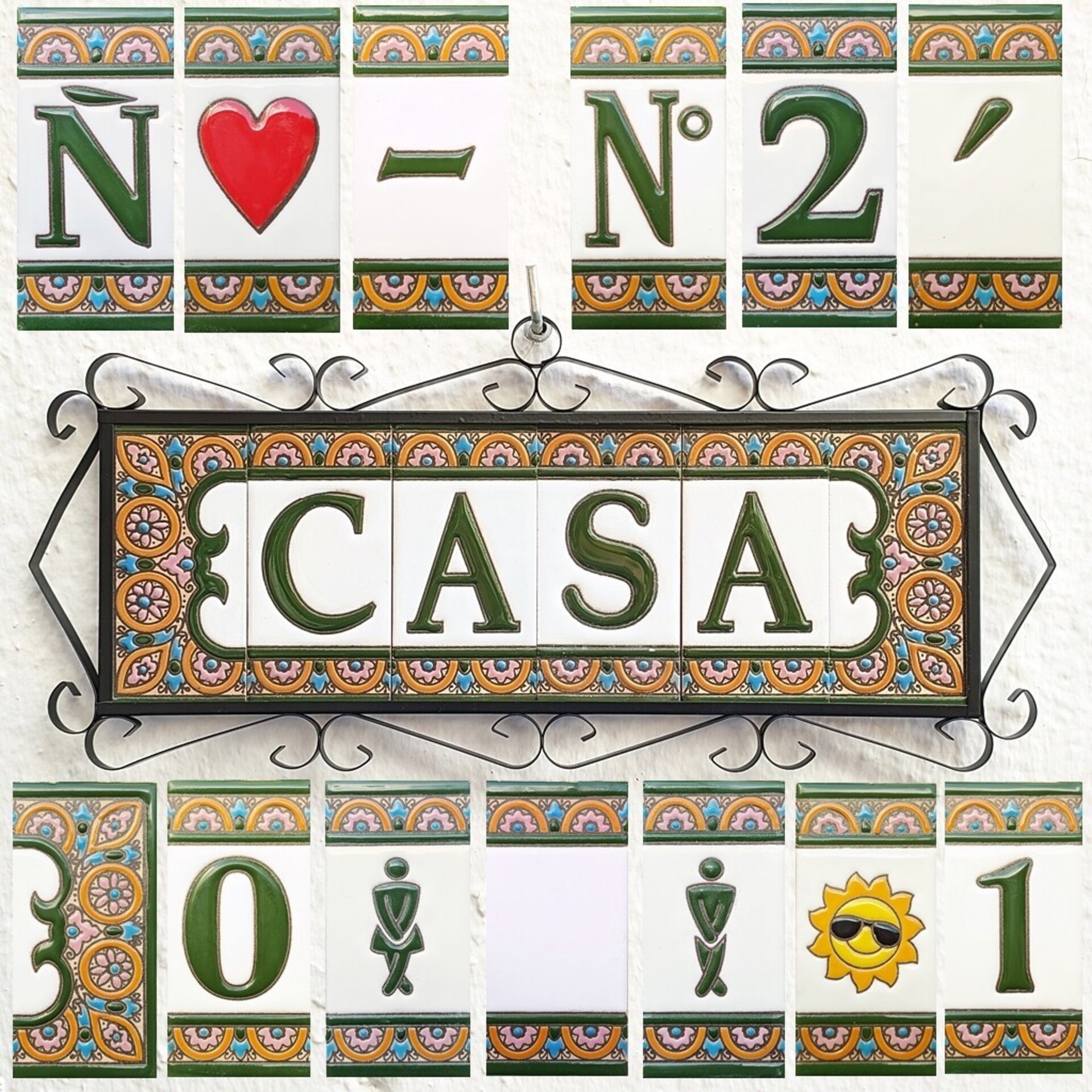 Letras y Números modelo "ARCO-ROSA-Verde" - 11cm. (2.1") - 4