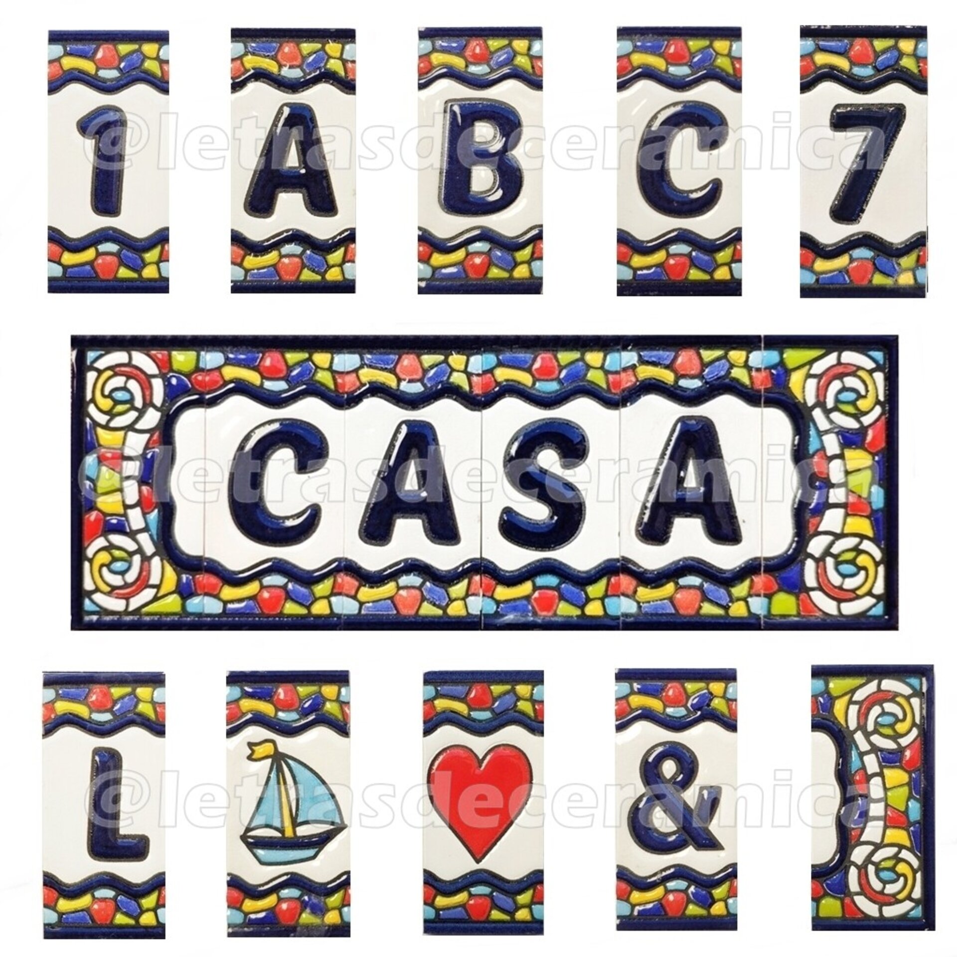 Letras y Números modelo "COLORES" - 7,5cm. (3") - 1