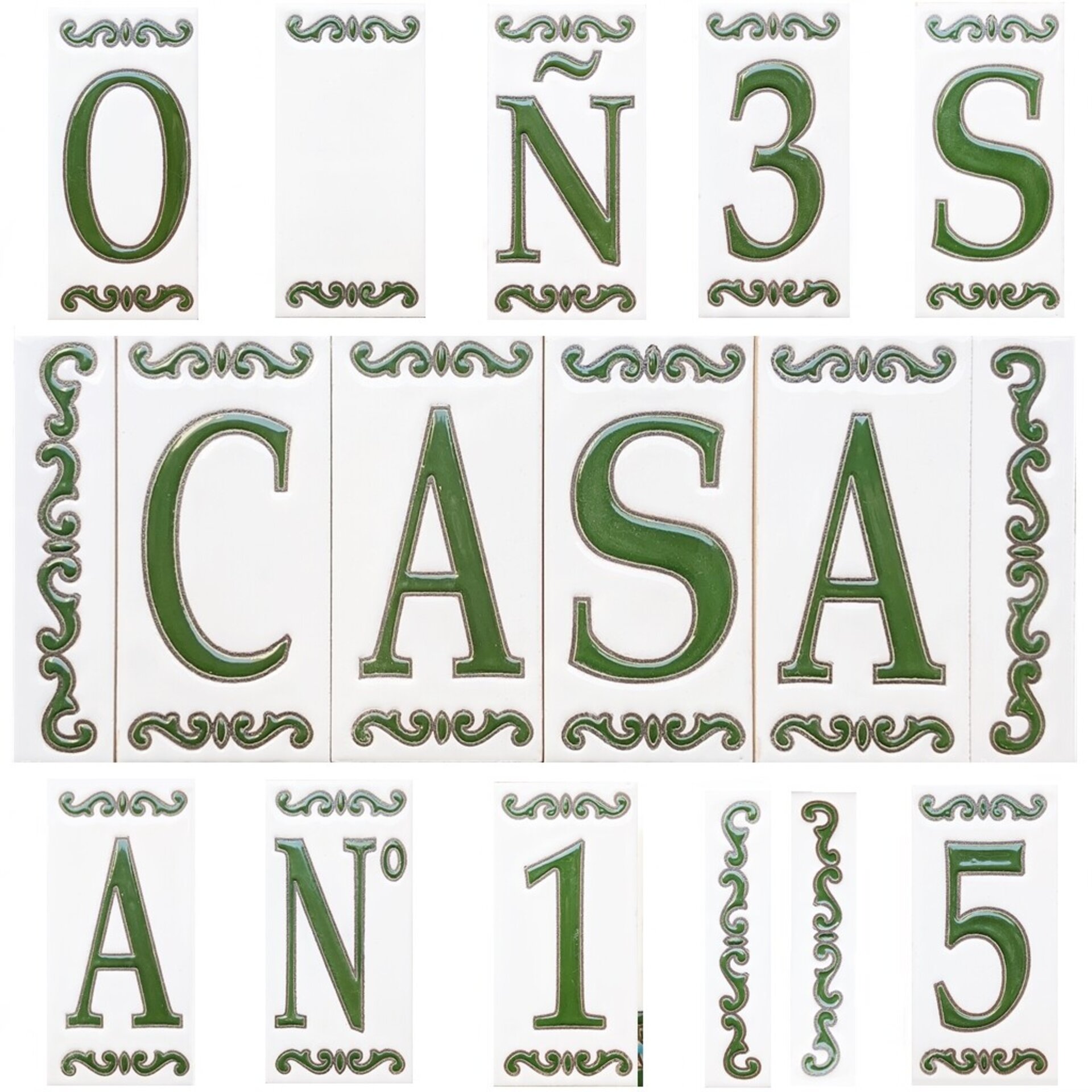 Letras y Números modelo "BOSQUE-VERDE" - 11cm. (2.1") - 1