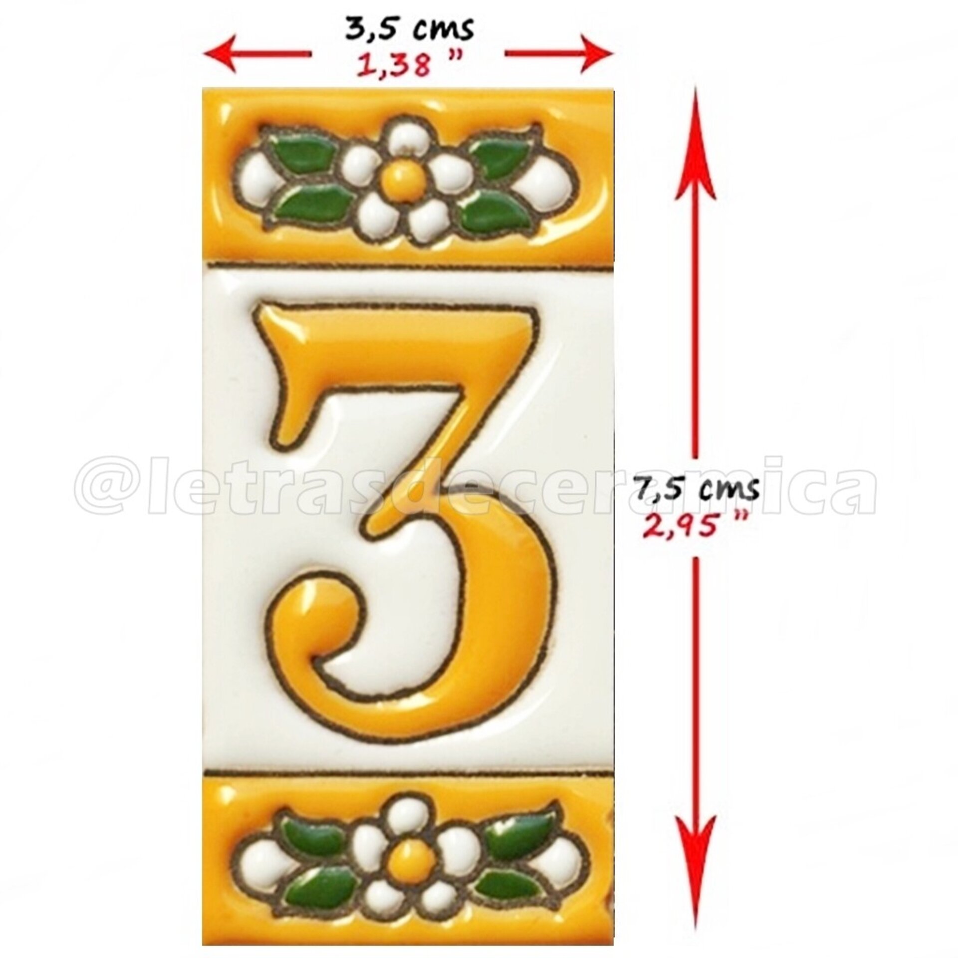 Letras y Números modelo "AMARILLAS" - 7,5cm. (3") - 2