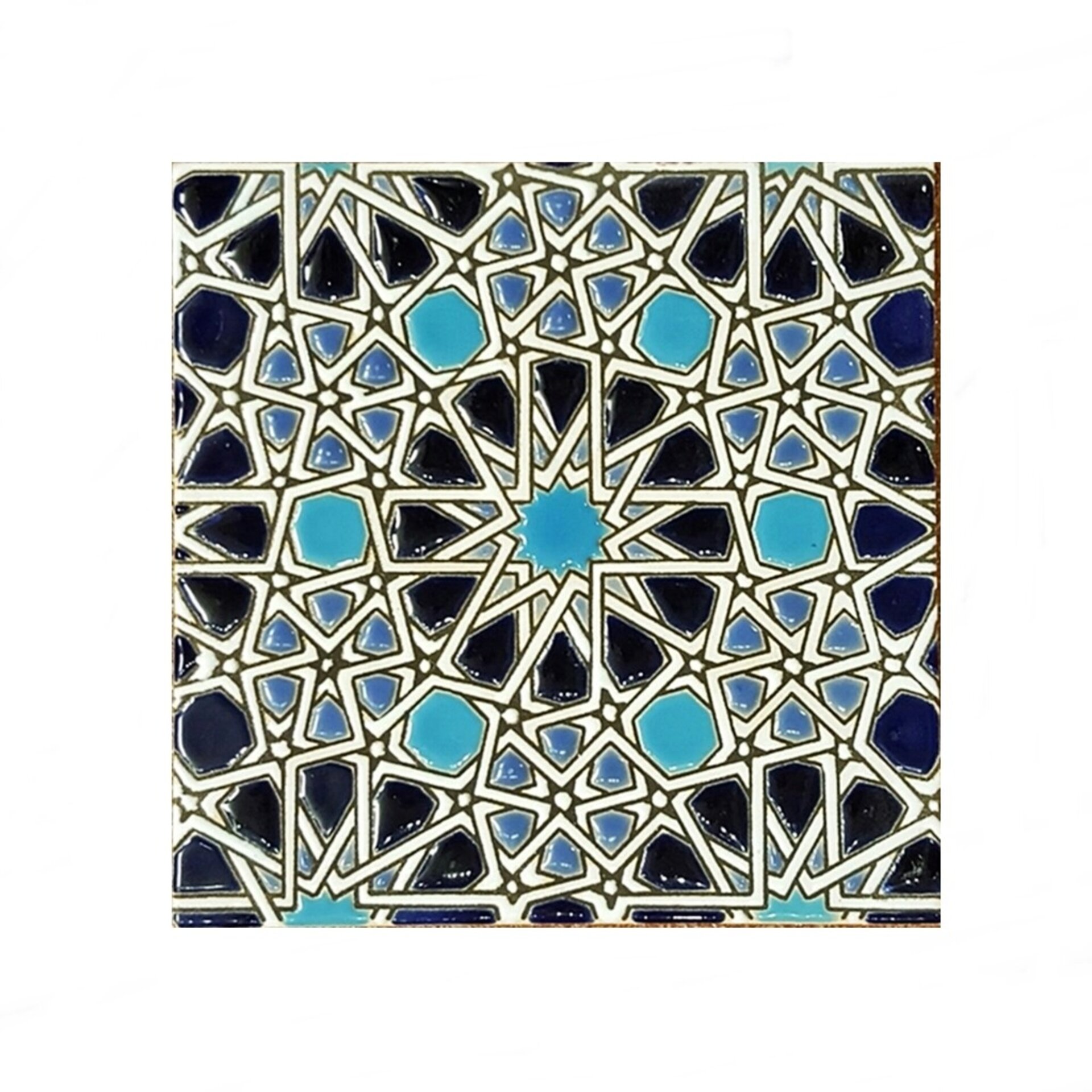 Azulejo artesanal de 15cm. esmaltado en cuerda seca. - 2