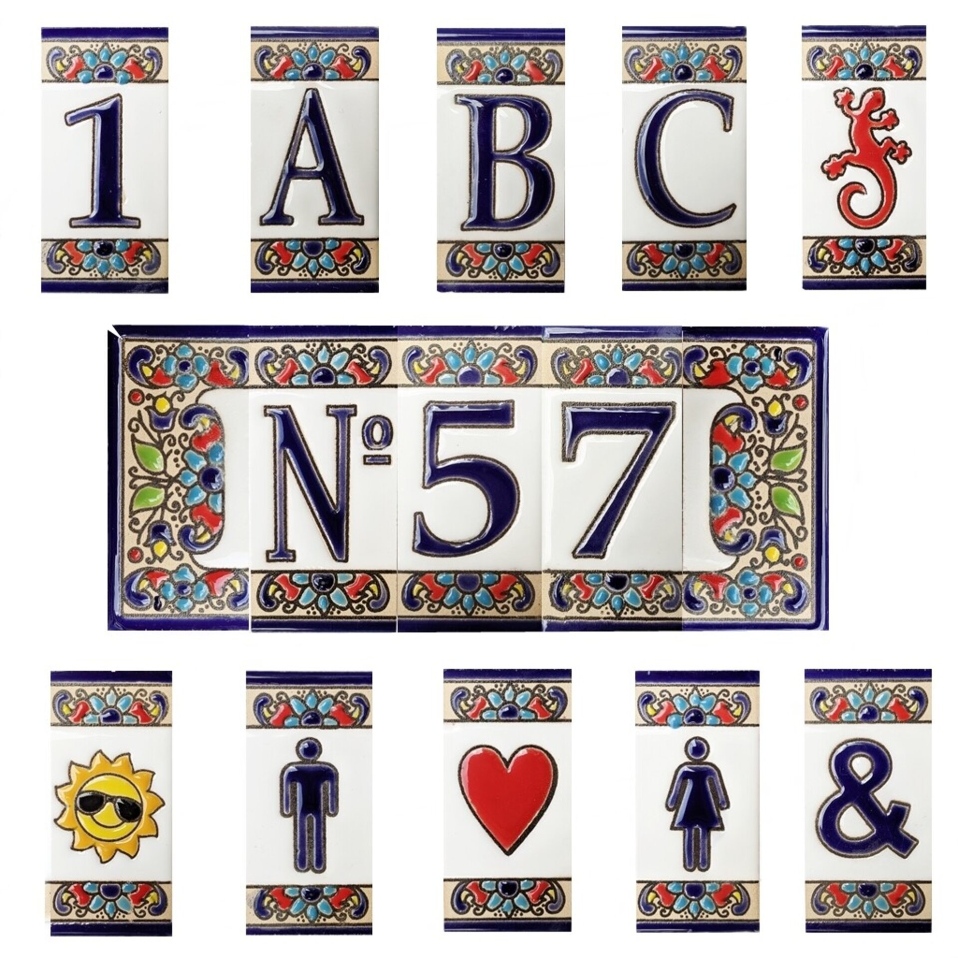 Letras y Números modelo "FLOR-AZUL" - 7,5cm. (3") - 1