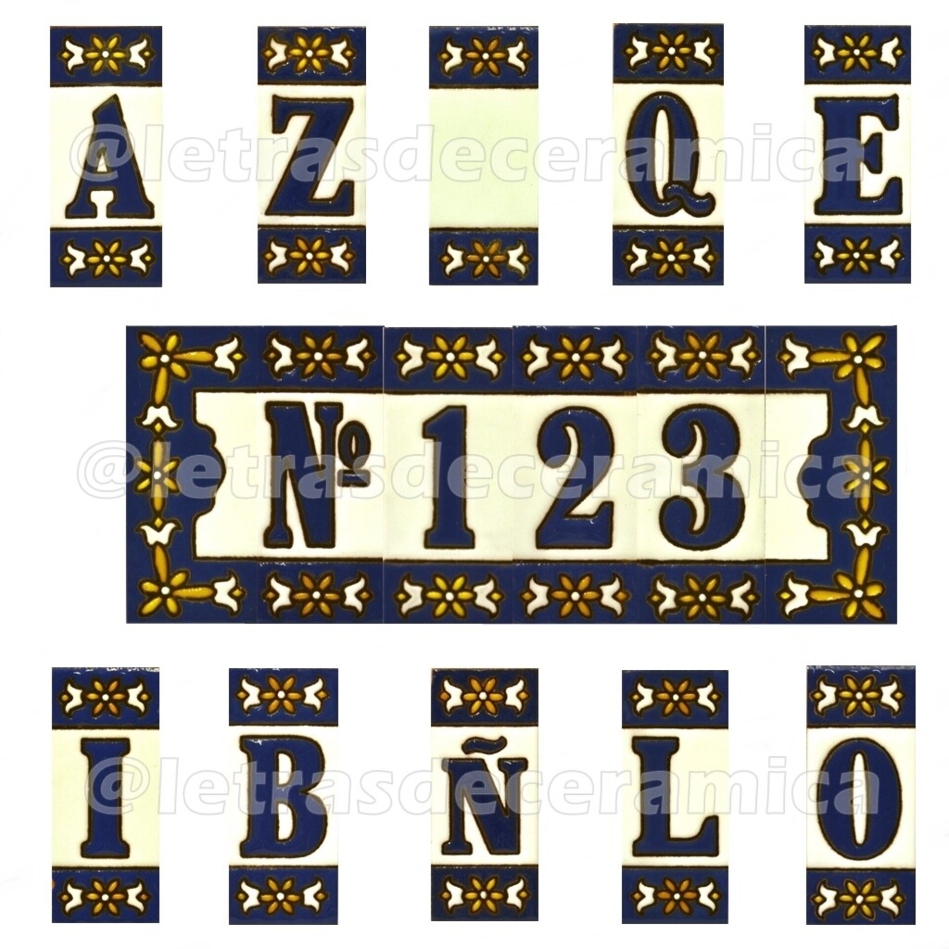 Letras y Números modelo "AZUL2" - 7,3cm. (3") - 1