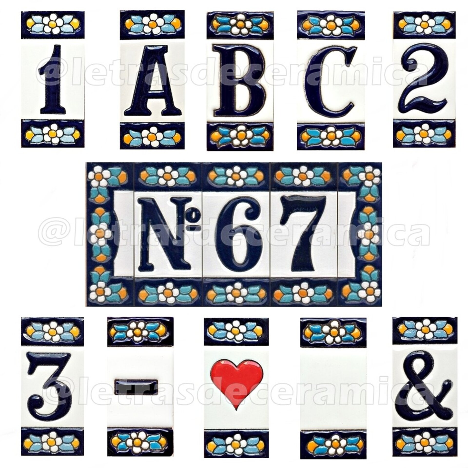 Letras y Números modelo "AZUL1" - 7,5cm. (3") - 1