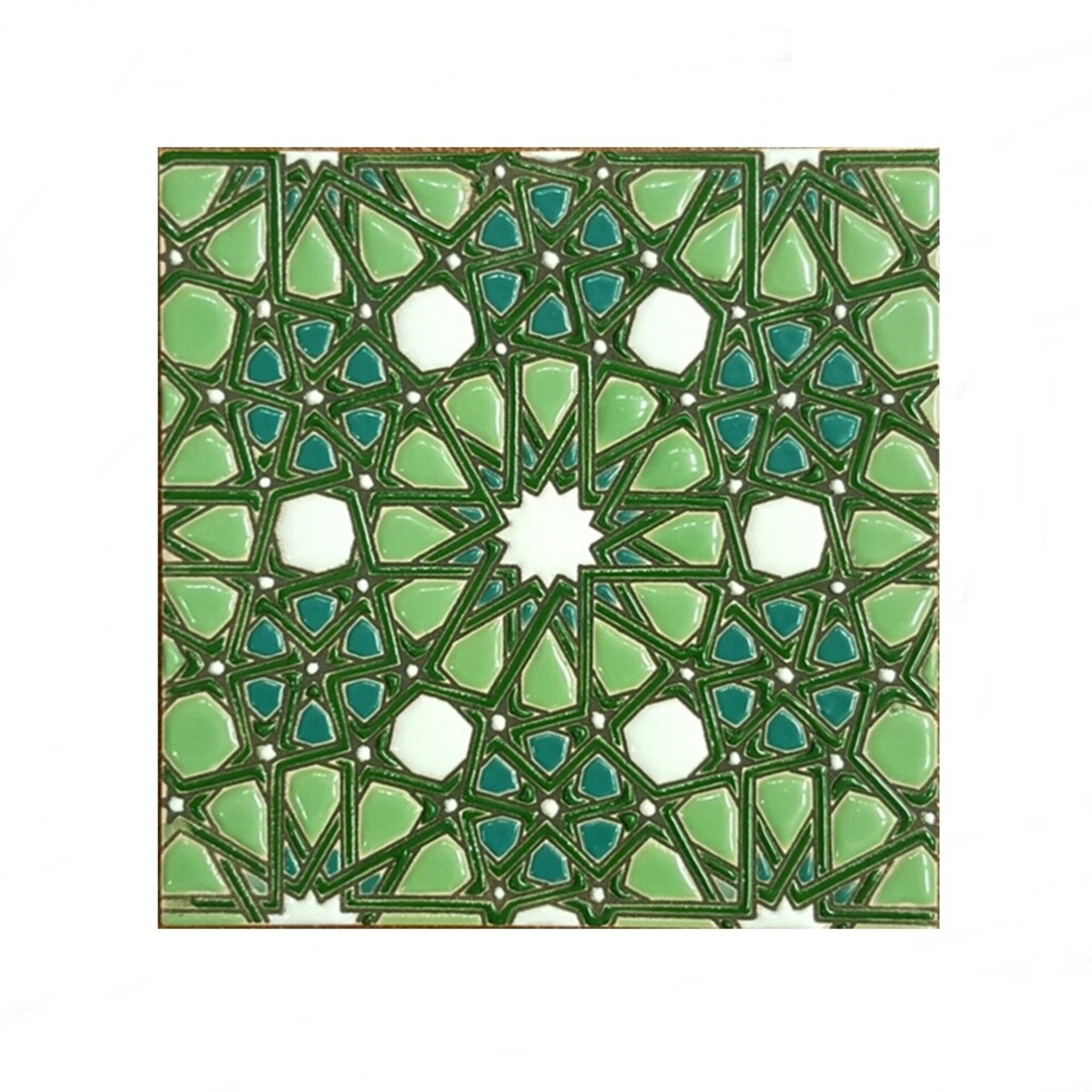 Azulejo artesanal de 15cm. esmaltado en cuerda seca. - 3