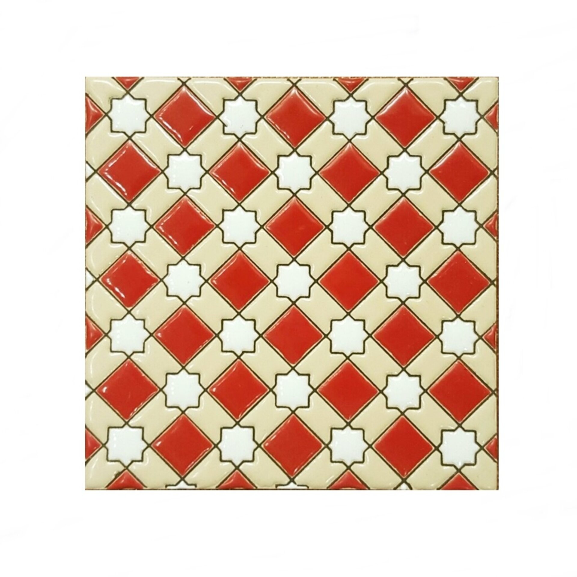 Azulejo artesanal de 15cm. esmaltado en cuerda seca. - 3