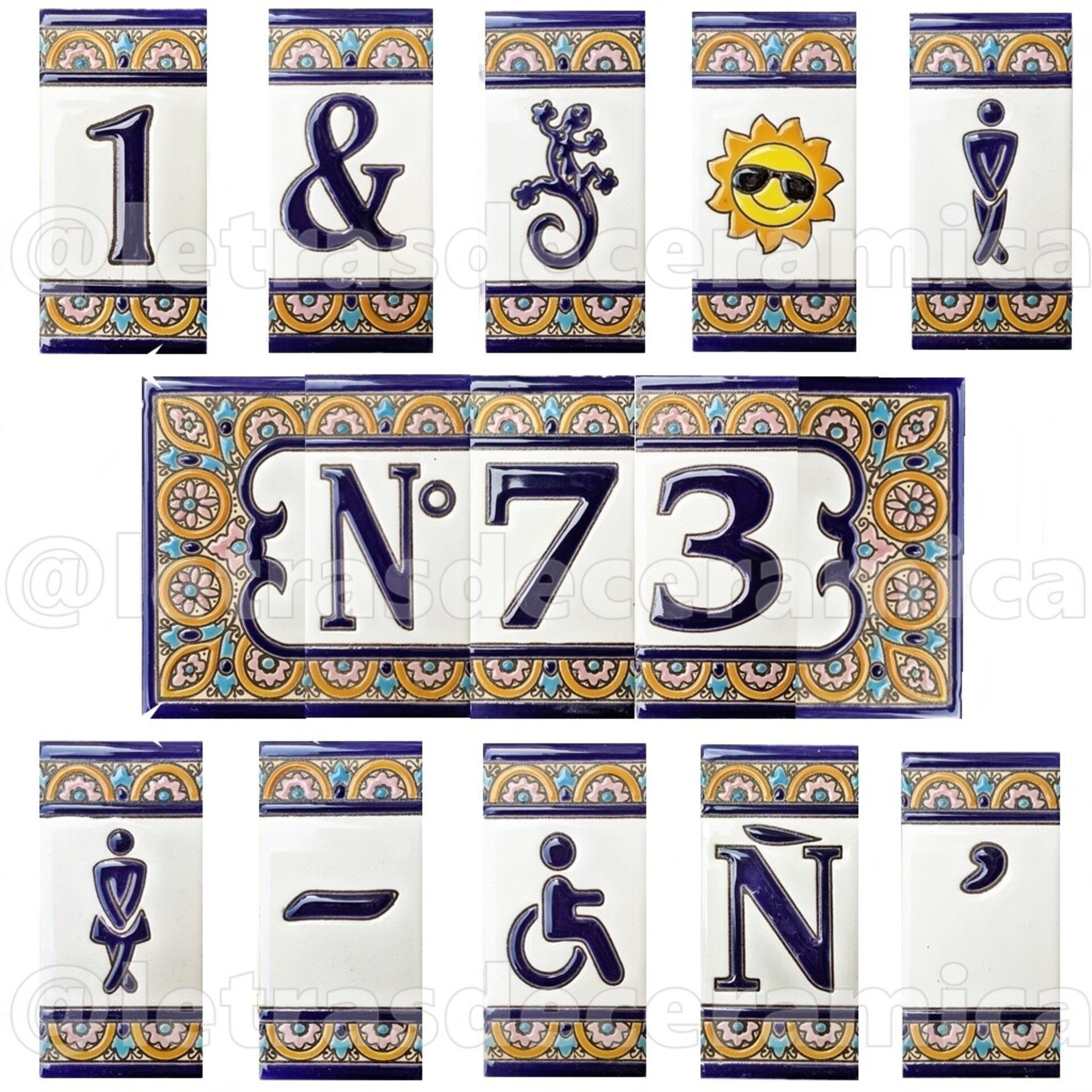 Letras y Números modelo "ARCO-ROSA" - 11cm. (2.1") - 1