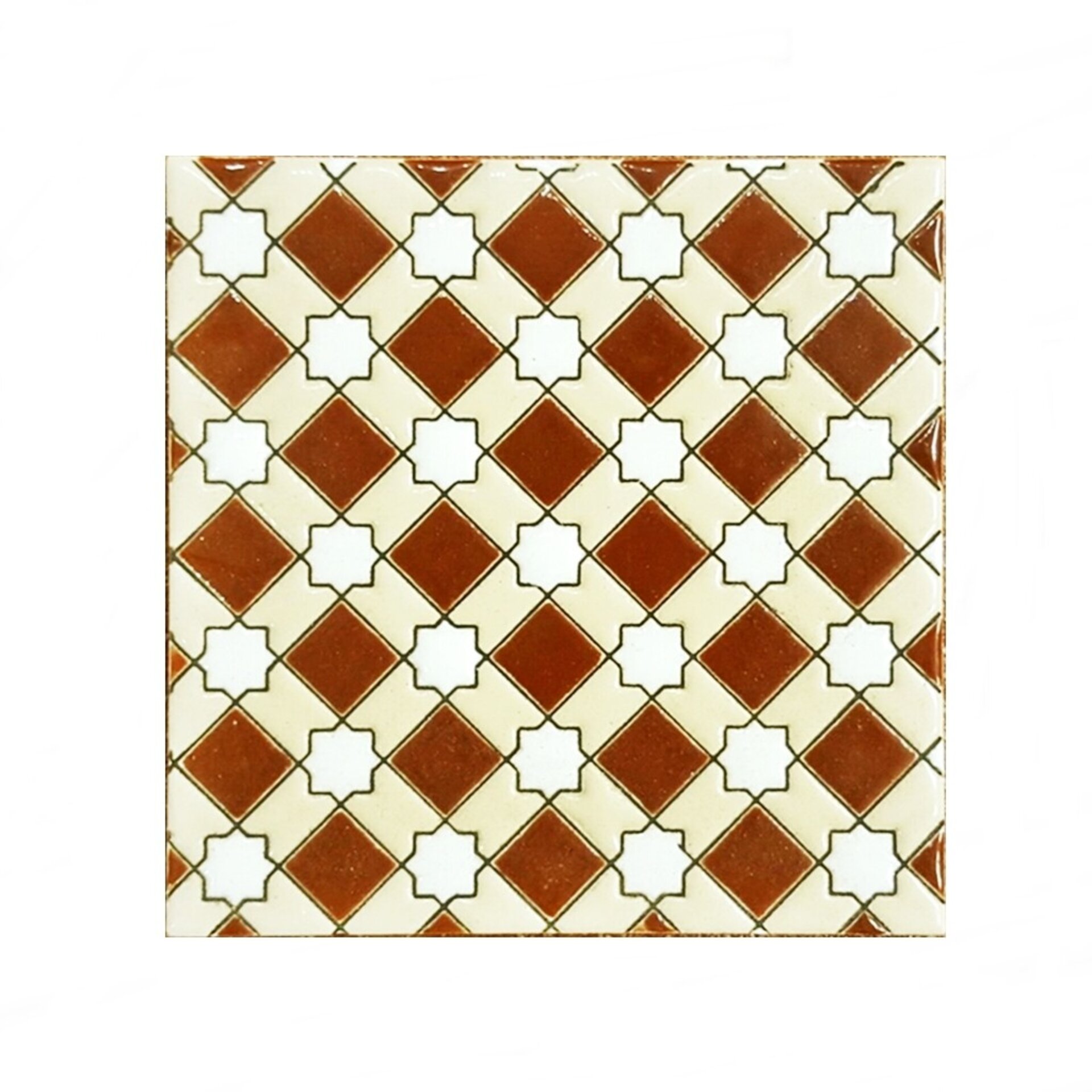 Azulejo artesanal de 15cm. esmaltado en cuerda seca. - 2