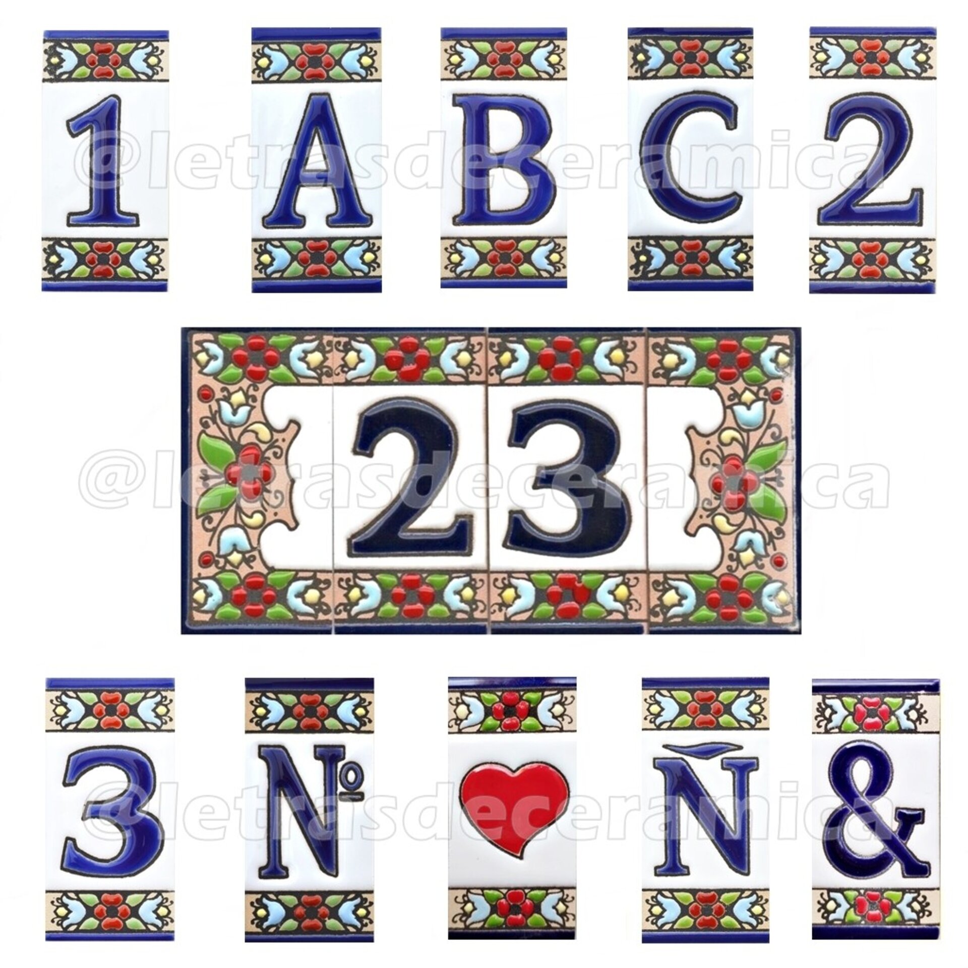 Letras y Números modelo "FLORES" - 7,5cm. (3") - 1