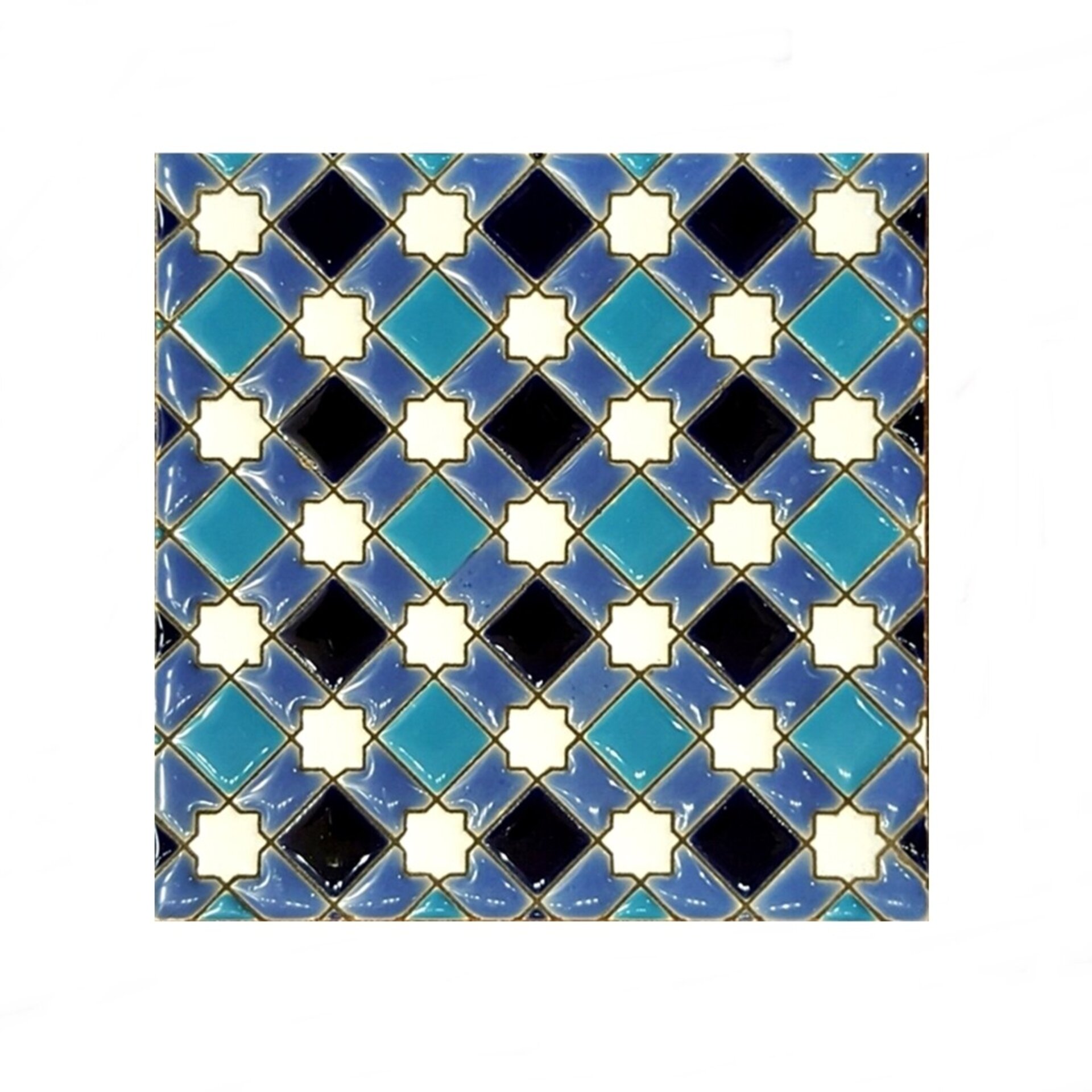 Azulejo artesanal de 15cm. esmaltado en cuerda seca. - 2